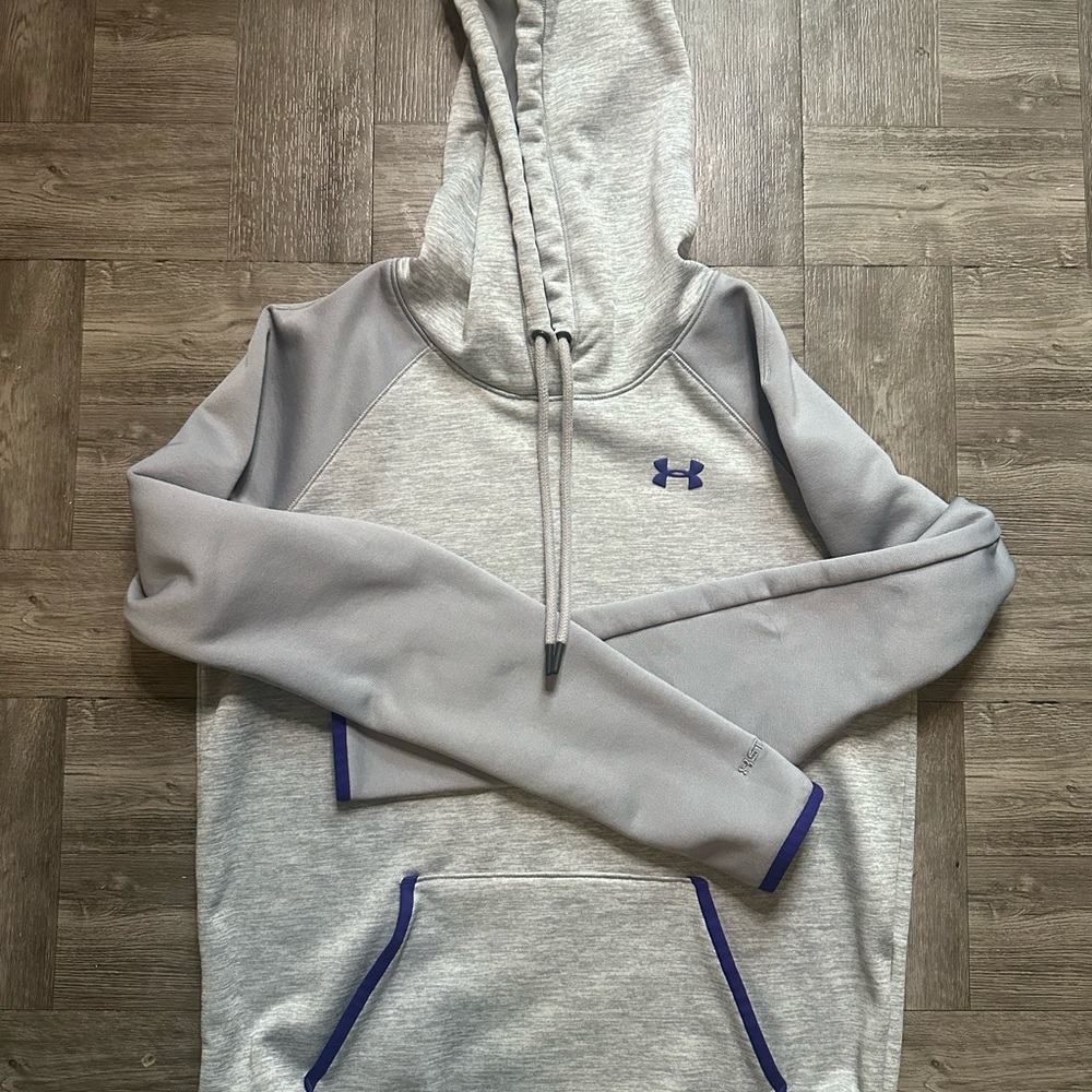 Under Armour Light Gray Hoodie with Dark Blue Details